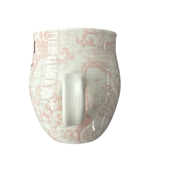 Anthropologie Homegrown Monogram Initial T Pink Floral Coffee Tea Mug Cup - Picture 2 of 8